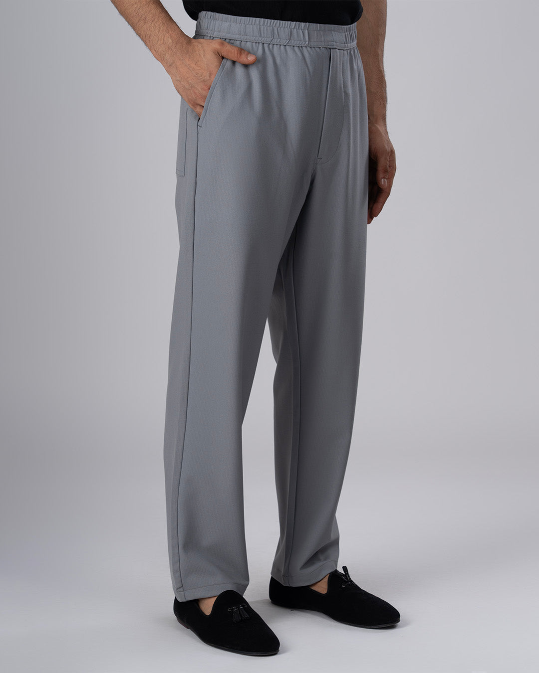 Easy Iron Flexiwaist Relaxed Trouser In Grey