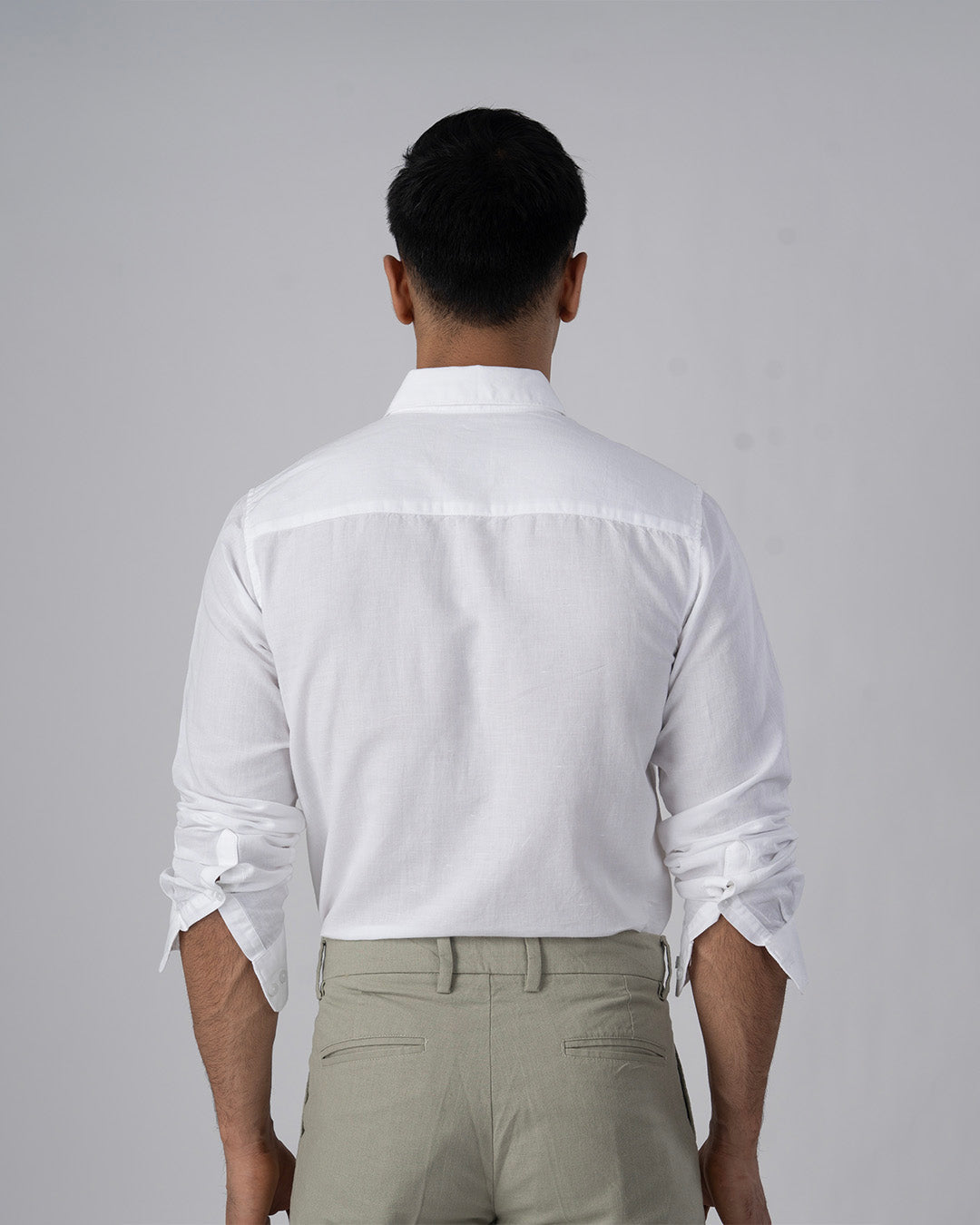 Premium Linen Griege Shirt In White