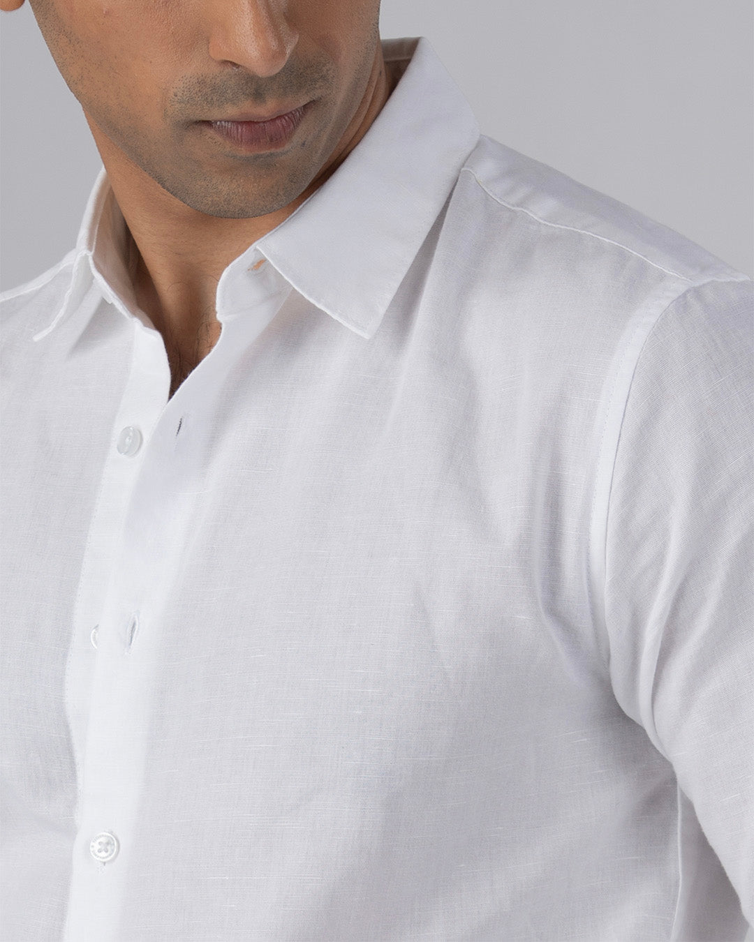 Premium Linen Griege Shirt In White