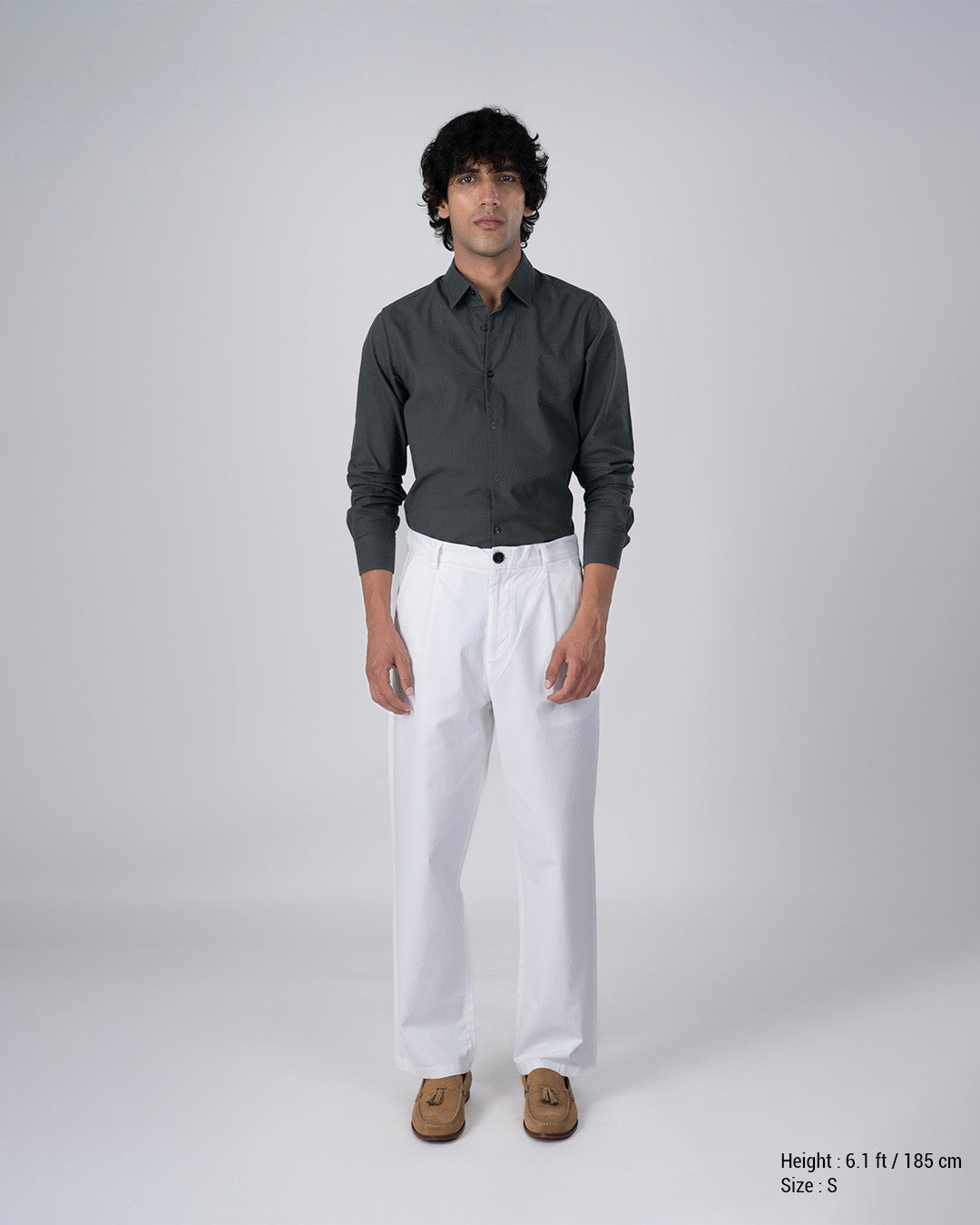 Premium Linen Griege Shirt In Green