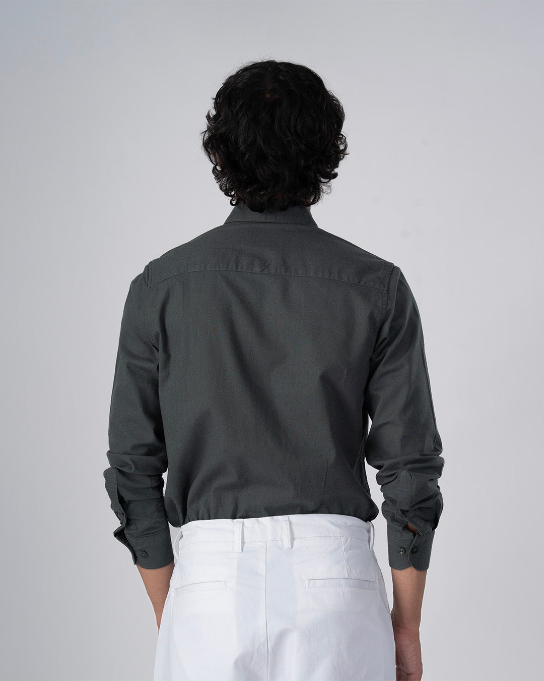 Premium Linen Griege Shirt In Green