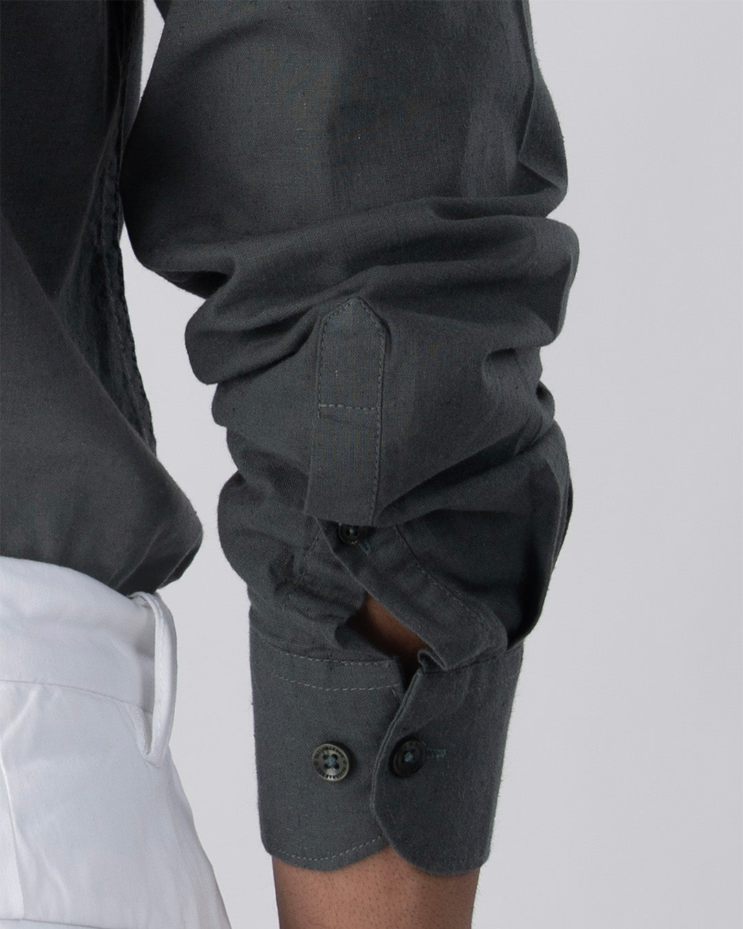 Premium Linen Griege Shirt In Green