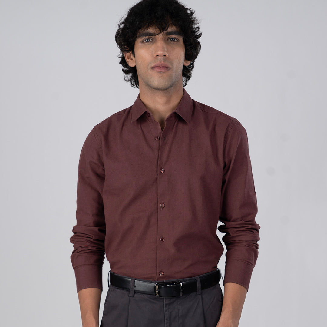 Premium Linen Griege Shirt In Peach