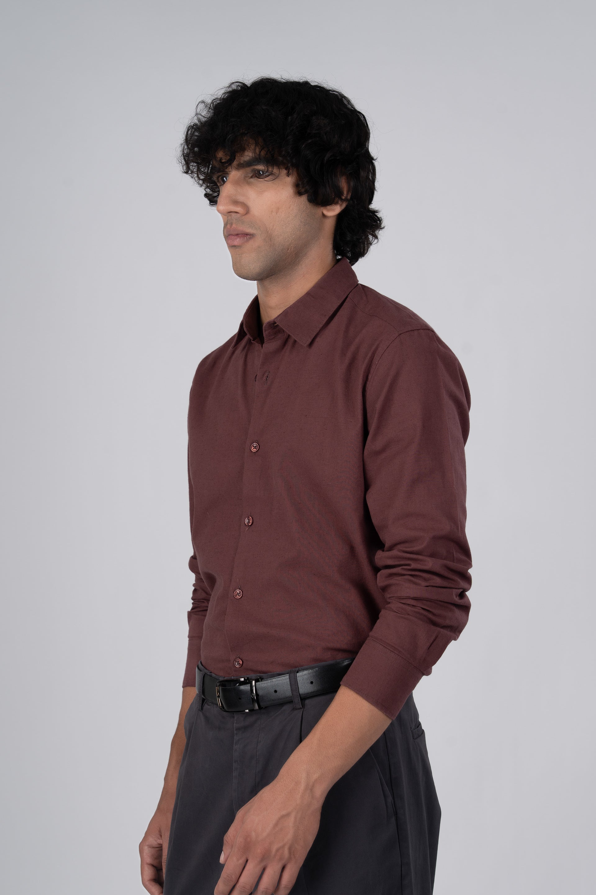 Premium Linen Griege Shirt In Peach