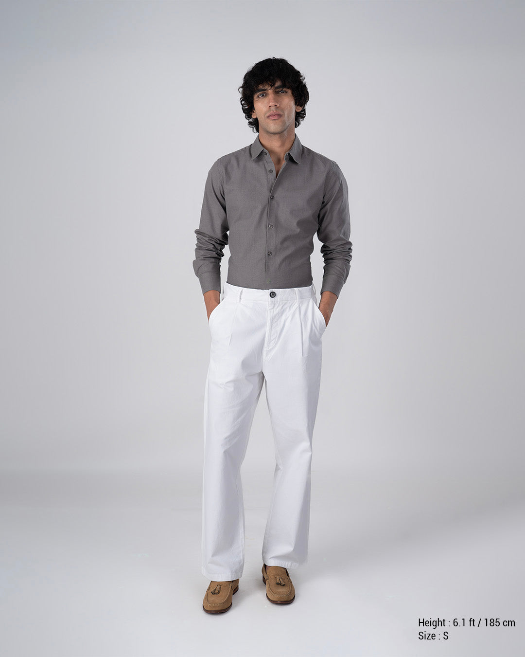 Premium Linen Griege Shirt In Grey