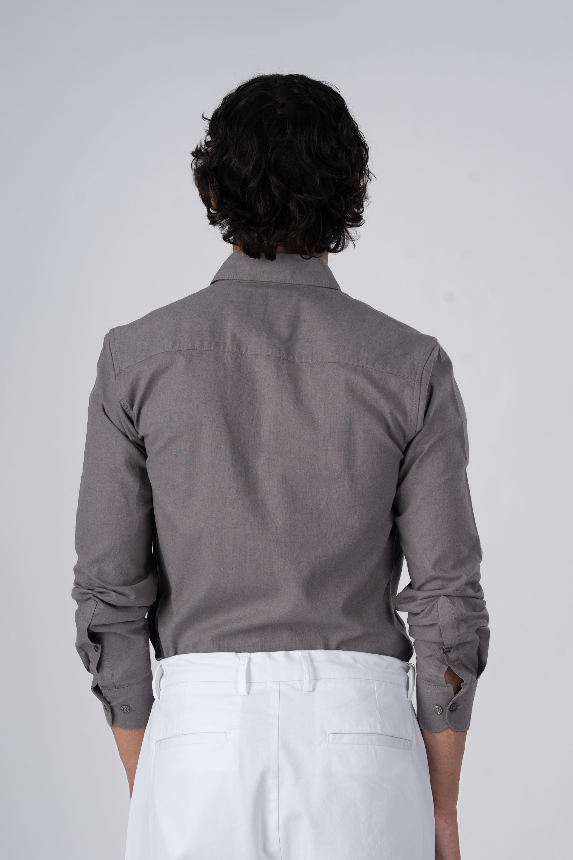 Premium Linen Griege Shirt In Grey