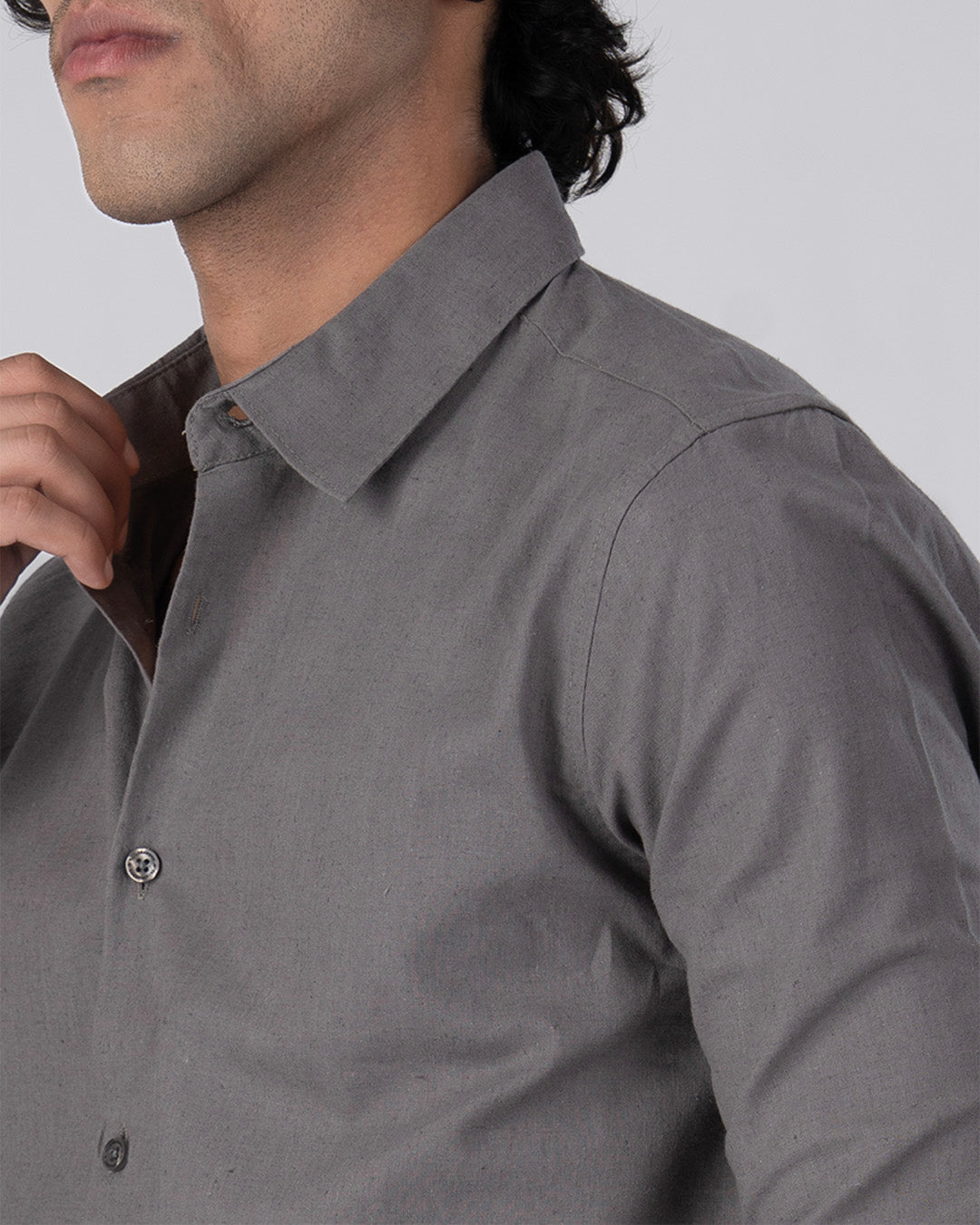 Premium Linen Griege Shirt In Grey