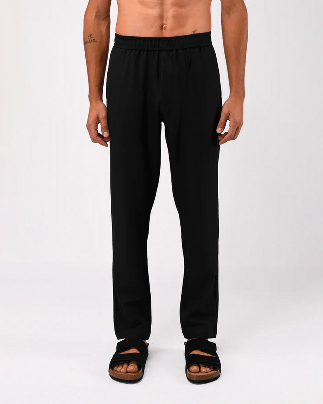 Easy Iron Textured Flexiwaist Tailored Trouser In Black
