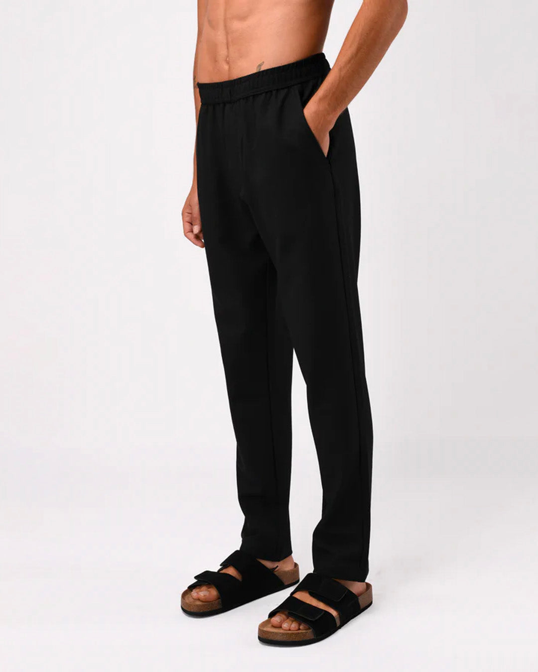 Easy Iron Textured Flexiwaist Tailored Trouser In Black