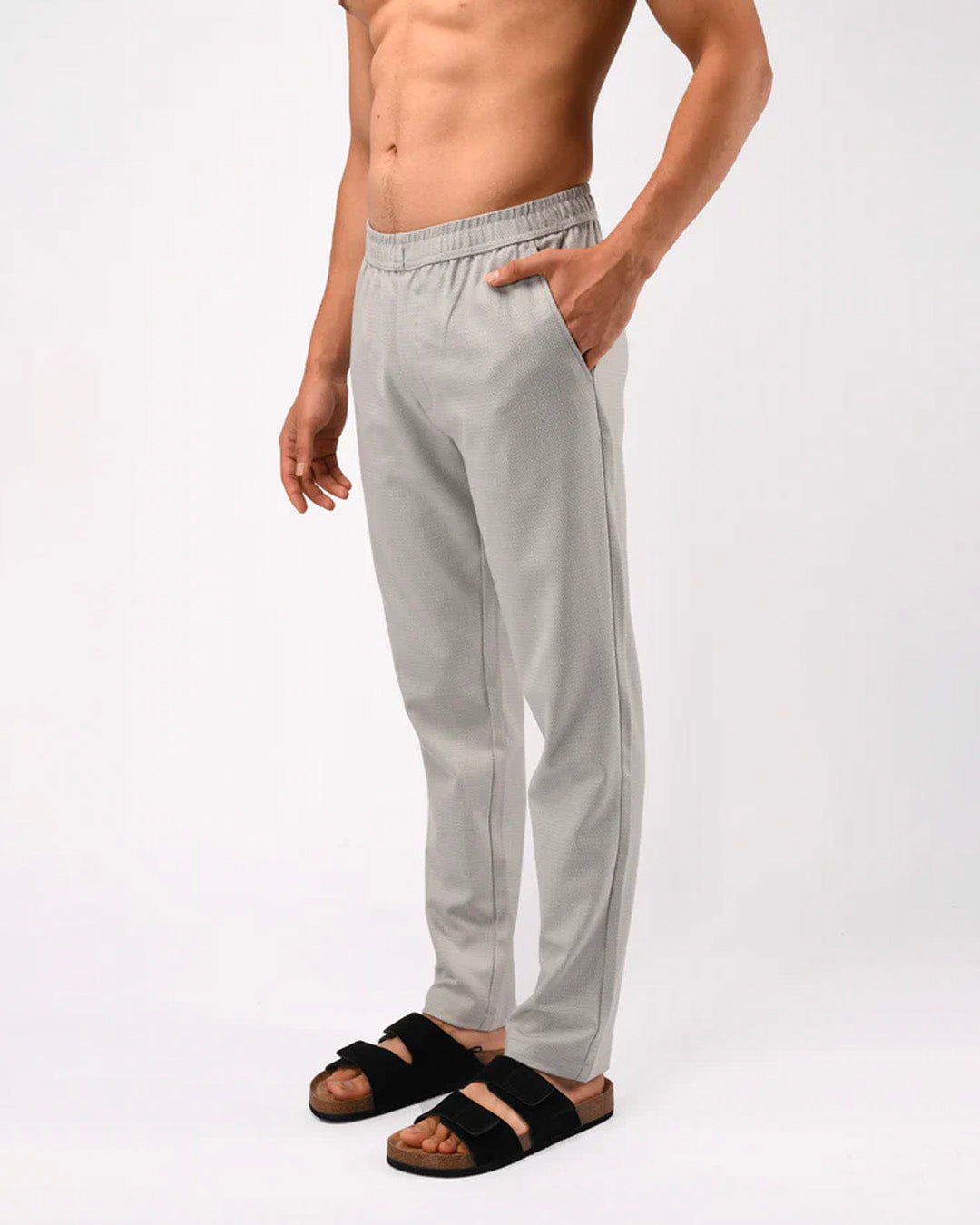Easy Iron Textured Flexiwaist Tailored Trouser In Grey