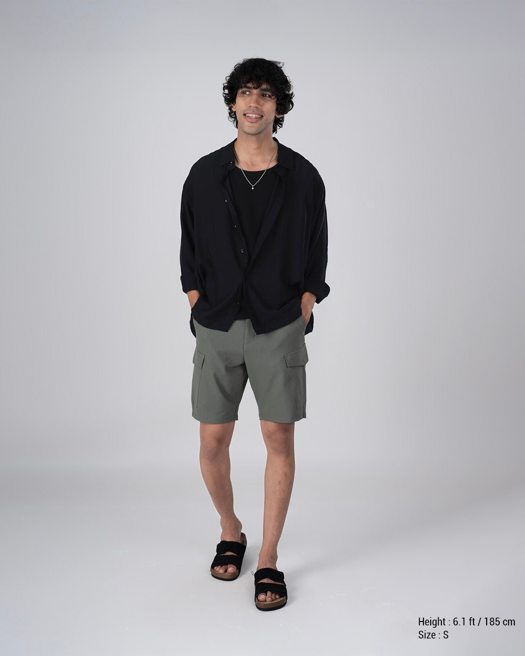 Soft Nylon Relaxed Over-Shirt In Black