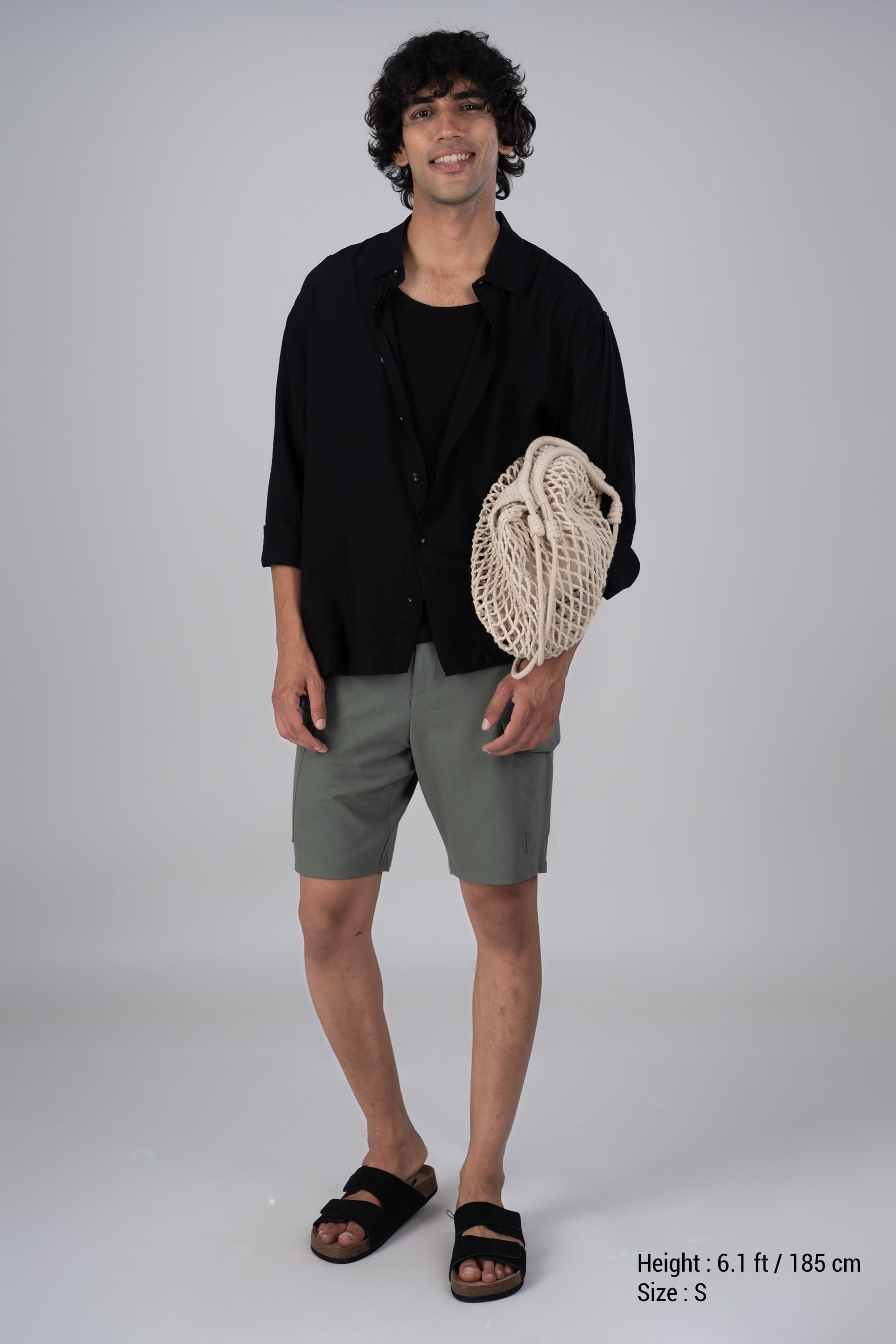 Soft Nylon Relaxed Shirt In Black