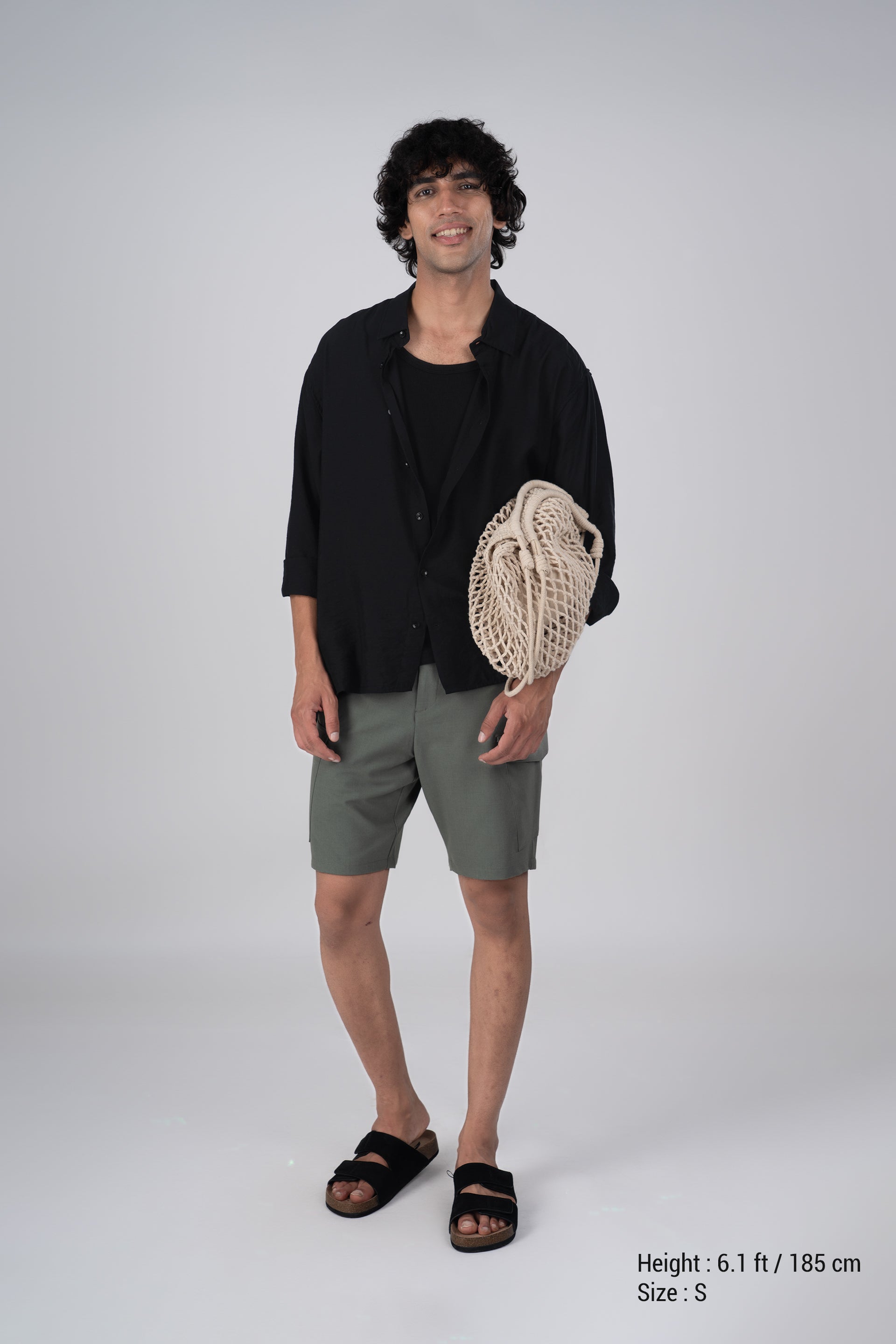 Soft Nylon Relaxed Shirt In Black