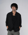 Soft Nylon Relaxed Over-Shirt In Black