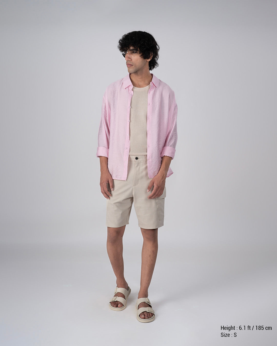 Soft Nylon Relaxed Over-Shirt In Pink