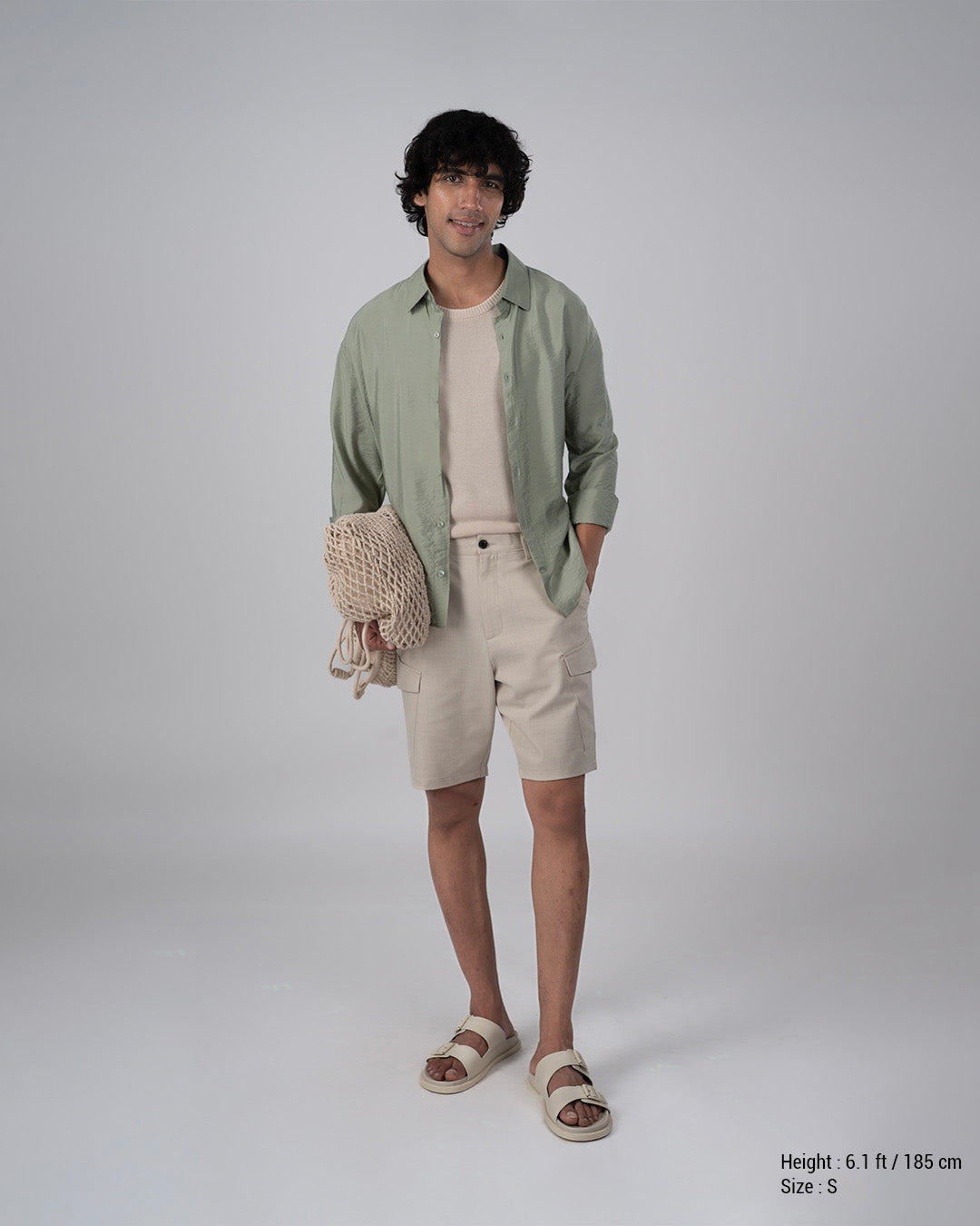 Soft Nylon Relaxed Over-Shirt In Green