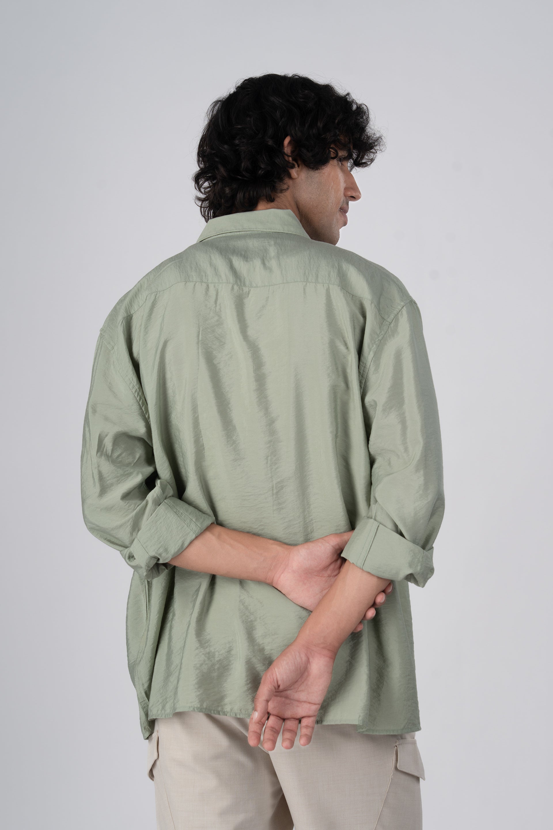 Soft Nylon Relaxed Shirt In Green