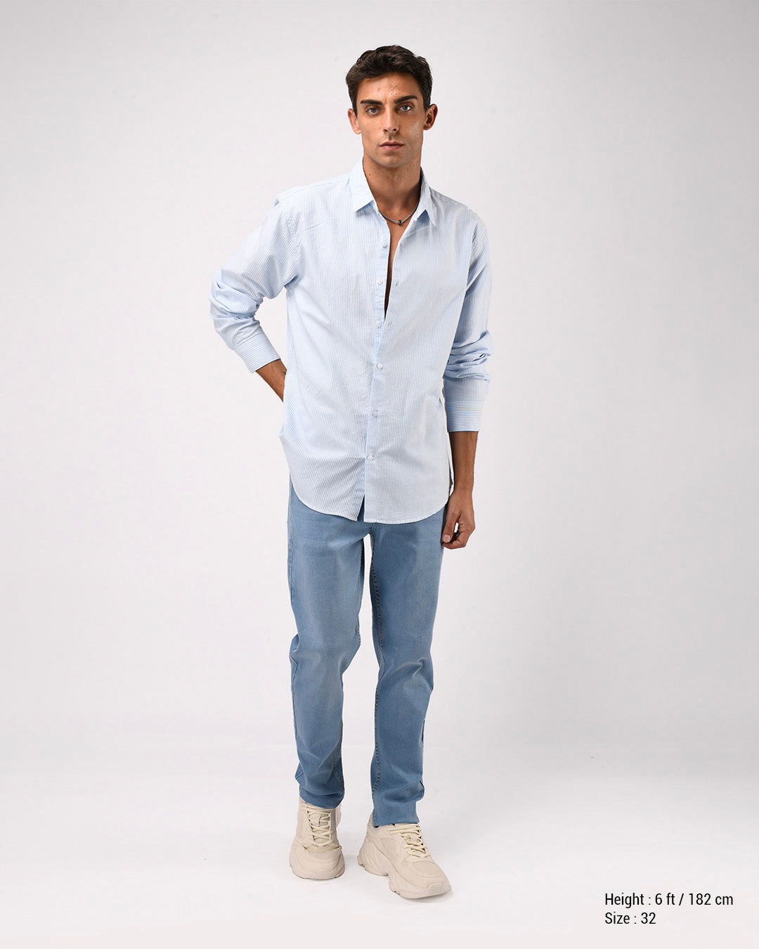 Classic Edge Tailored Denim In Light Blue
