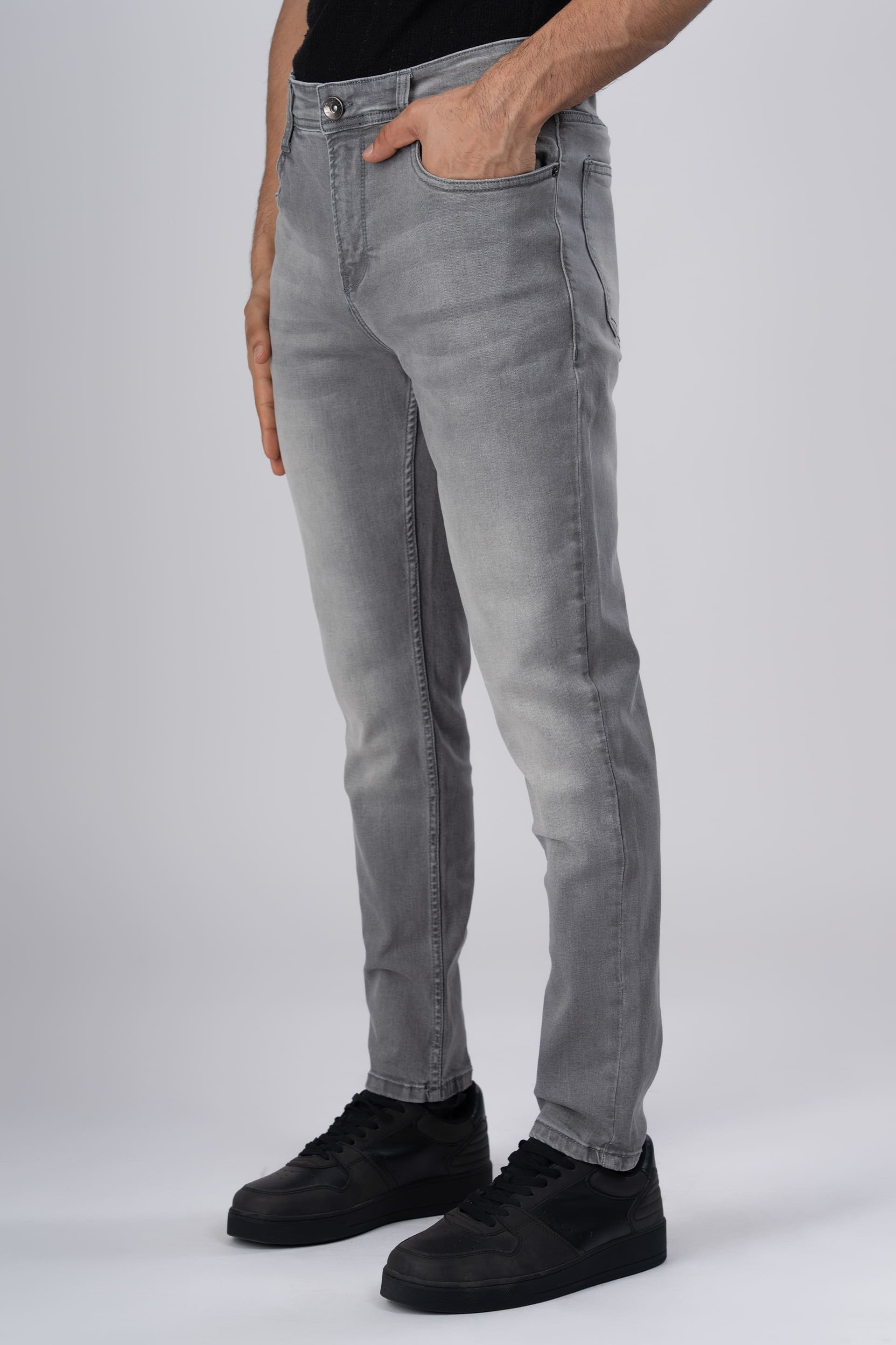 Classic Edge Tailored Denim In Light Grey