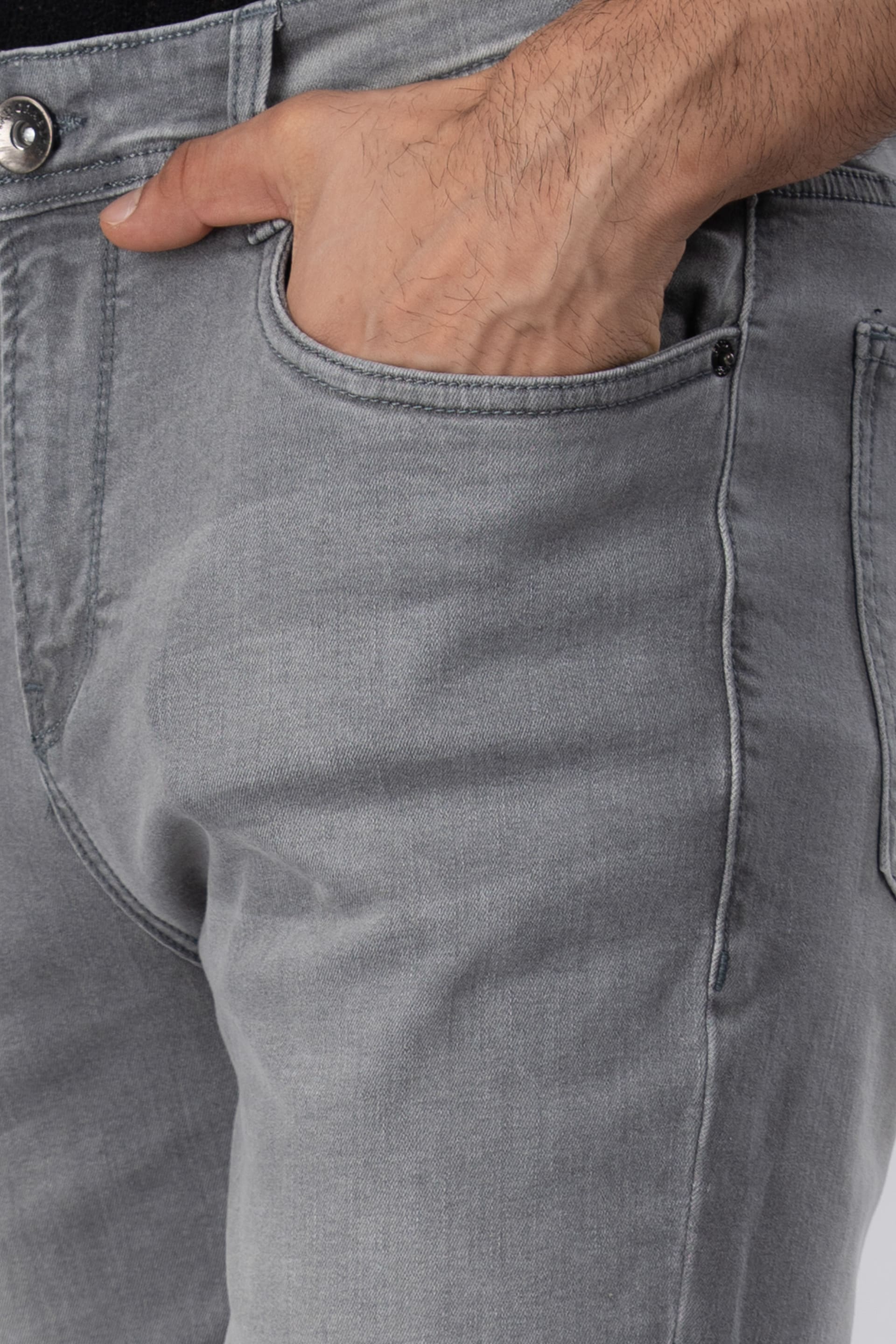 Classic Edge Tailored Denim In Light Grey