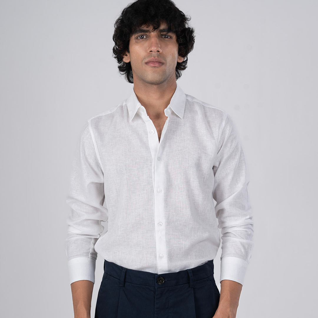 Premium Lyocell Linen Shirt In White
