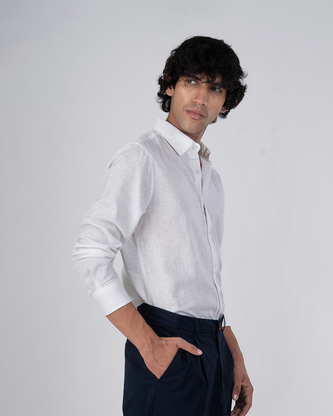 Premium Lyocell Linen Shirt In White