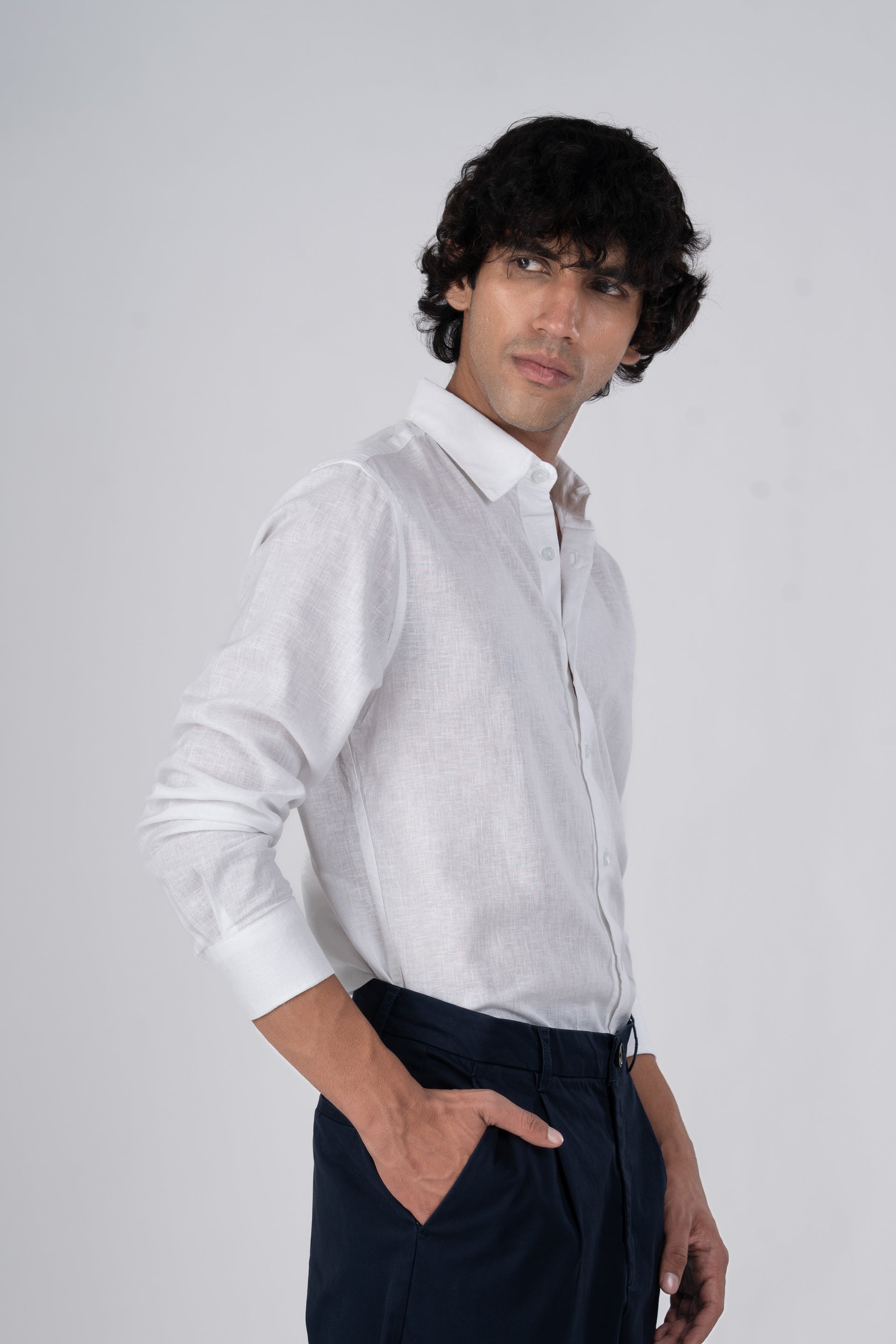 Premium Lyocell Linen Shirt In White