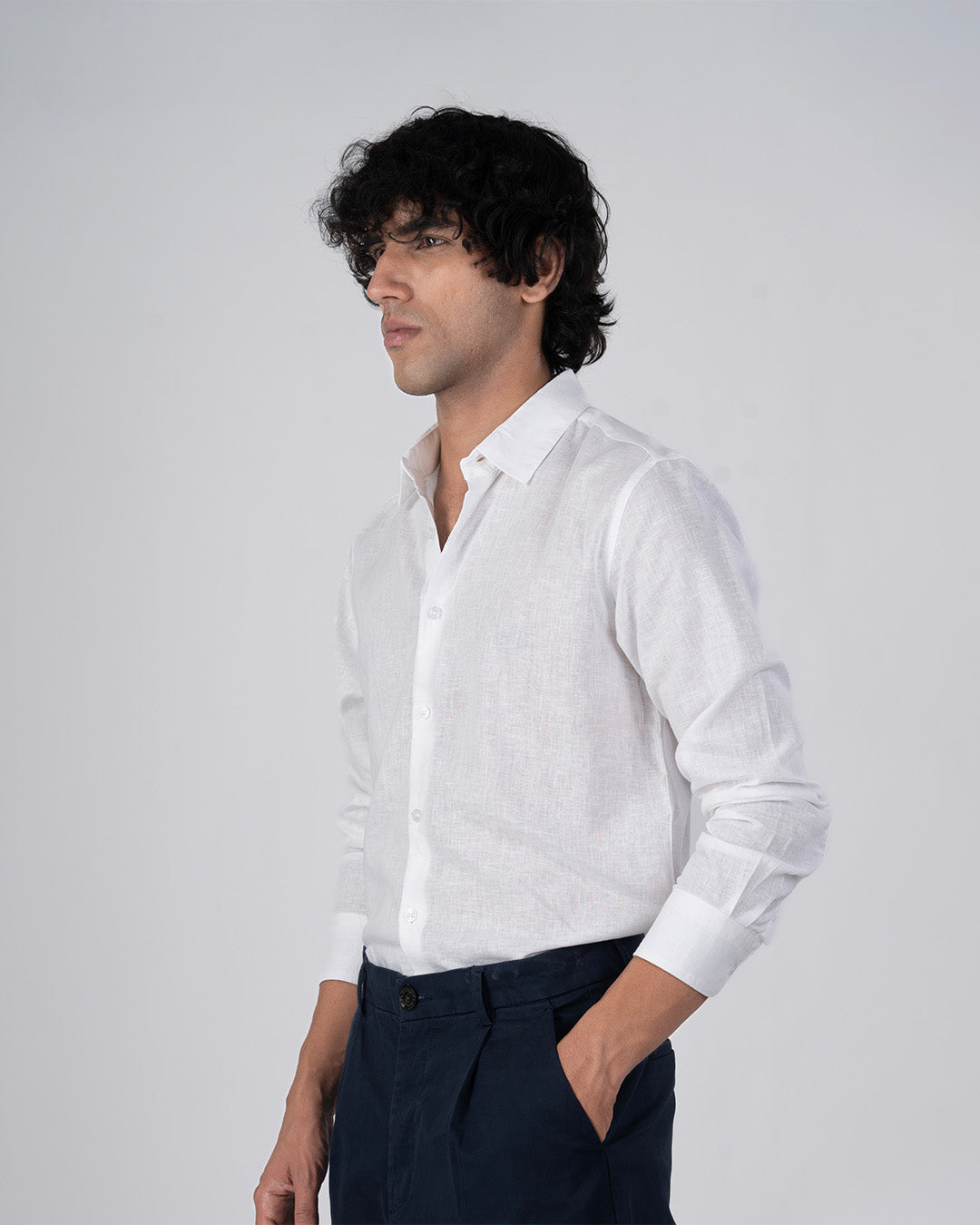 Premium Lyocell Linen Shirt In White