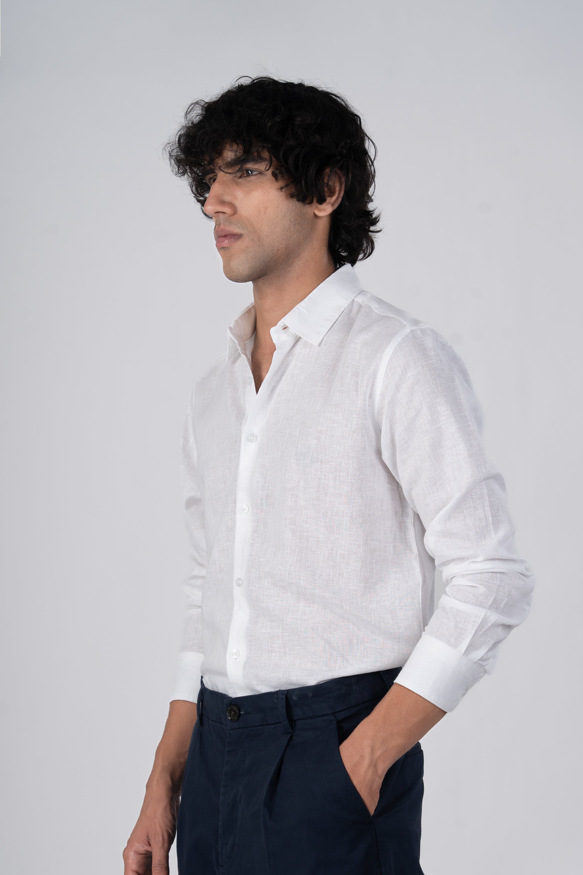 Premium Lyocell Linen Shirt In White