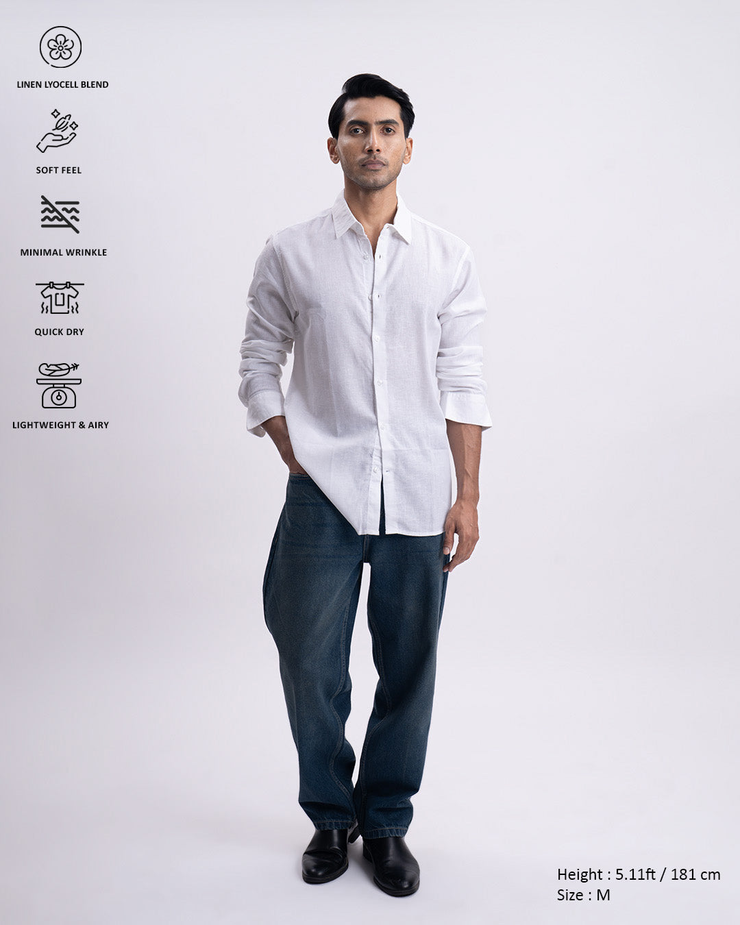 Lyocell Linen Tailored Shirt In White