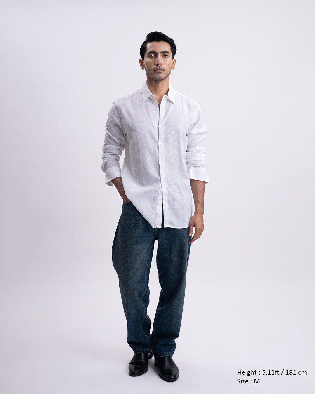 Lyocell Linen Tailored Shirt In White