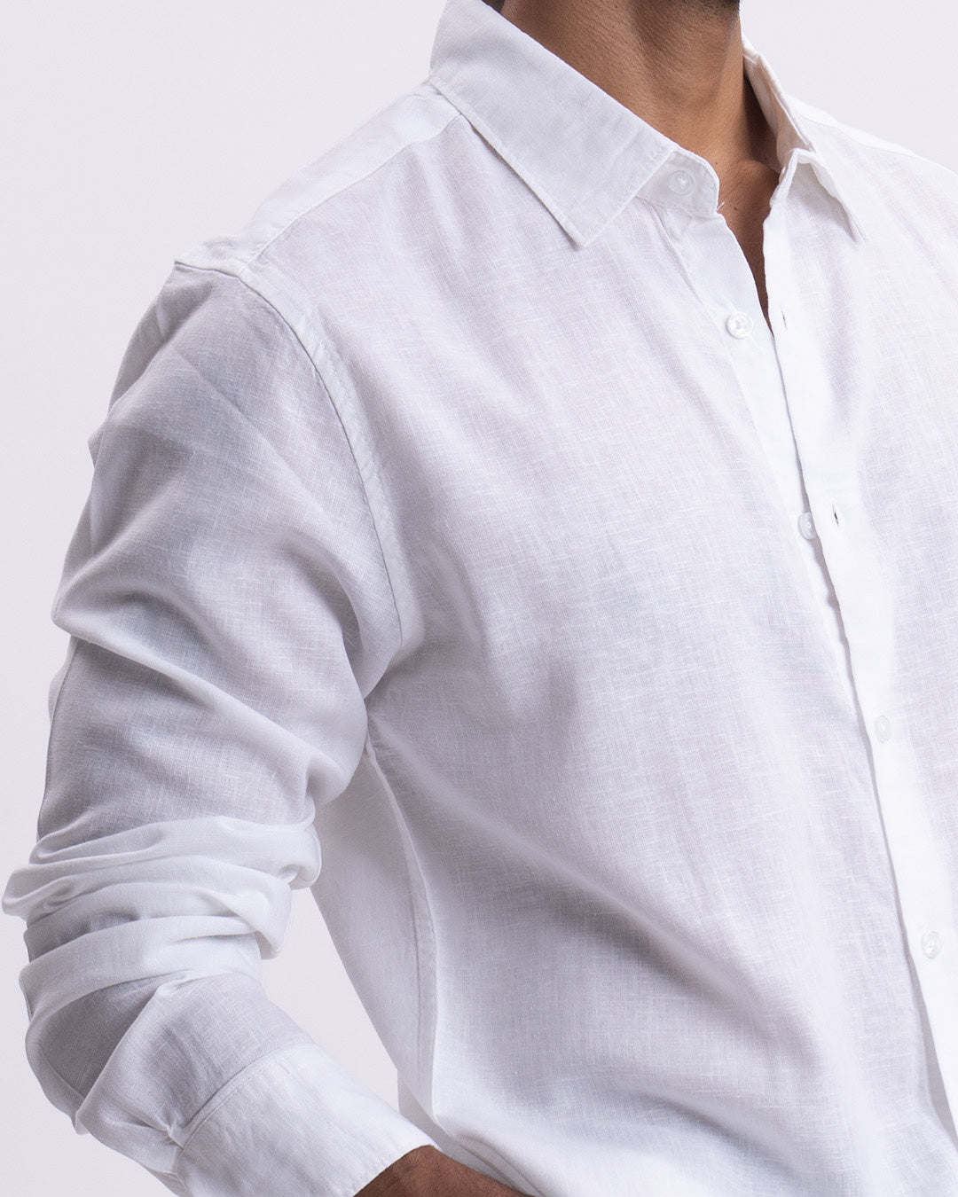 Lyocell Linen Tailored Shirt In White