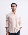 Lyocell Linen Tailored Shirt In Orange Peach