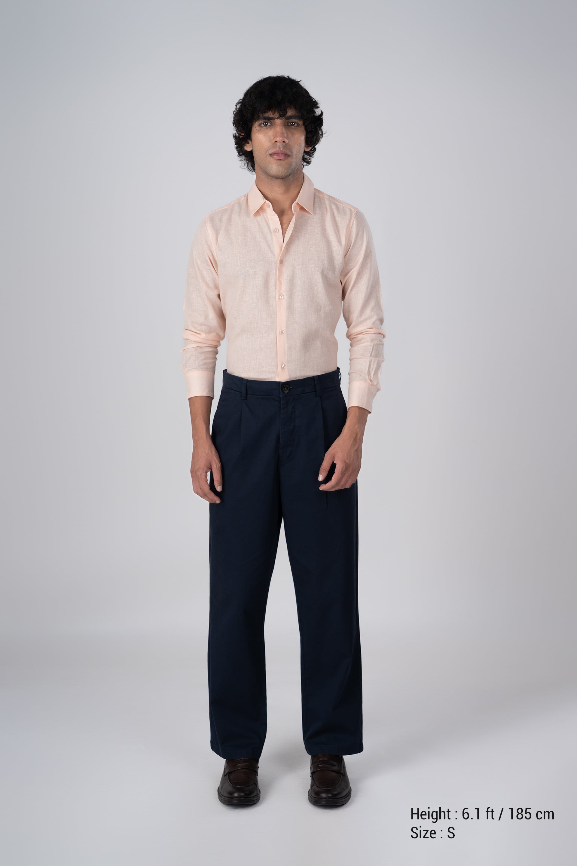 Premium Lyocell Linen Shirt In Orange Peach