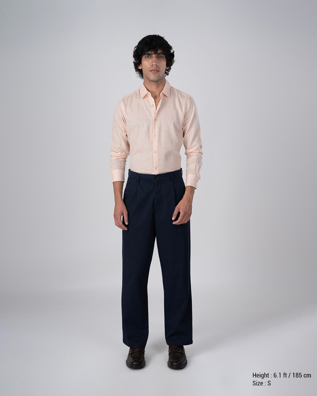 Premium Lyocell Linen Shirt In Orange Peach