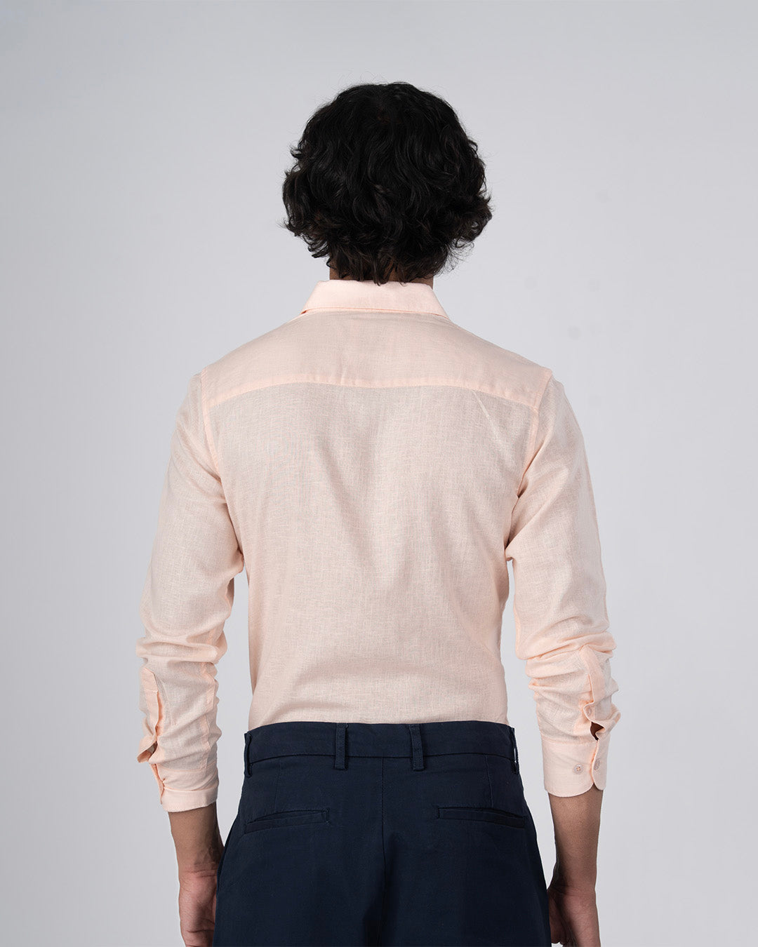 Premium Lyocell Linen Shirt In Orange Peach