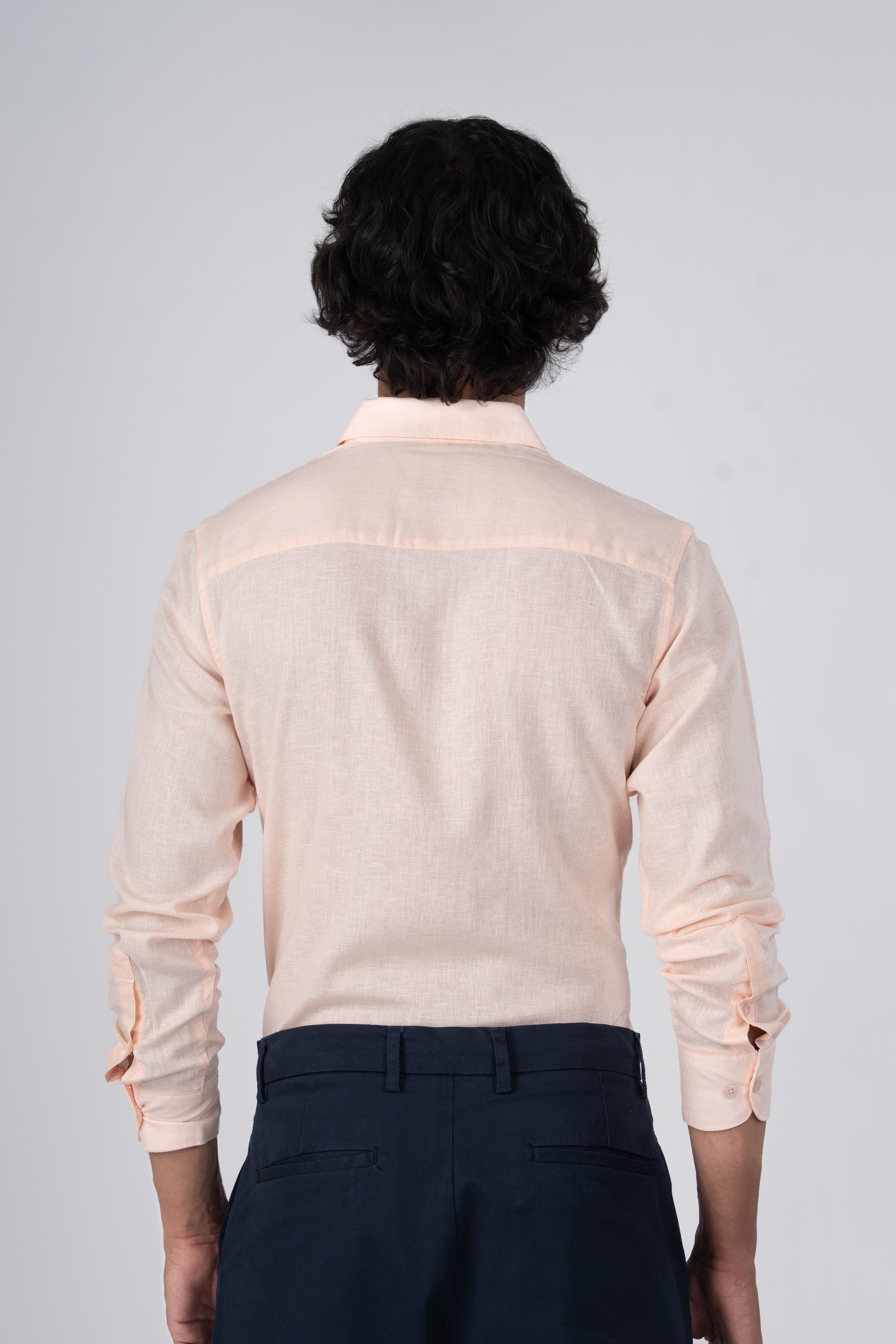 Premium Lyocell Linen Shirt In Orange Peach