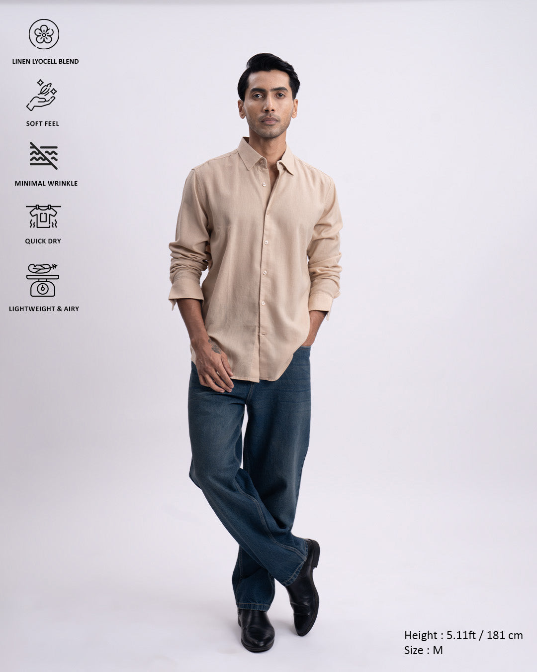 Lyocell Linen Tailored Shirt In Beige