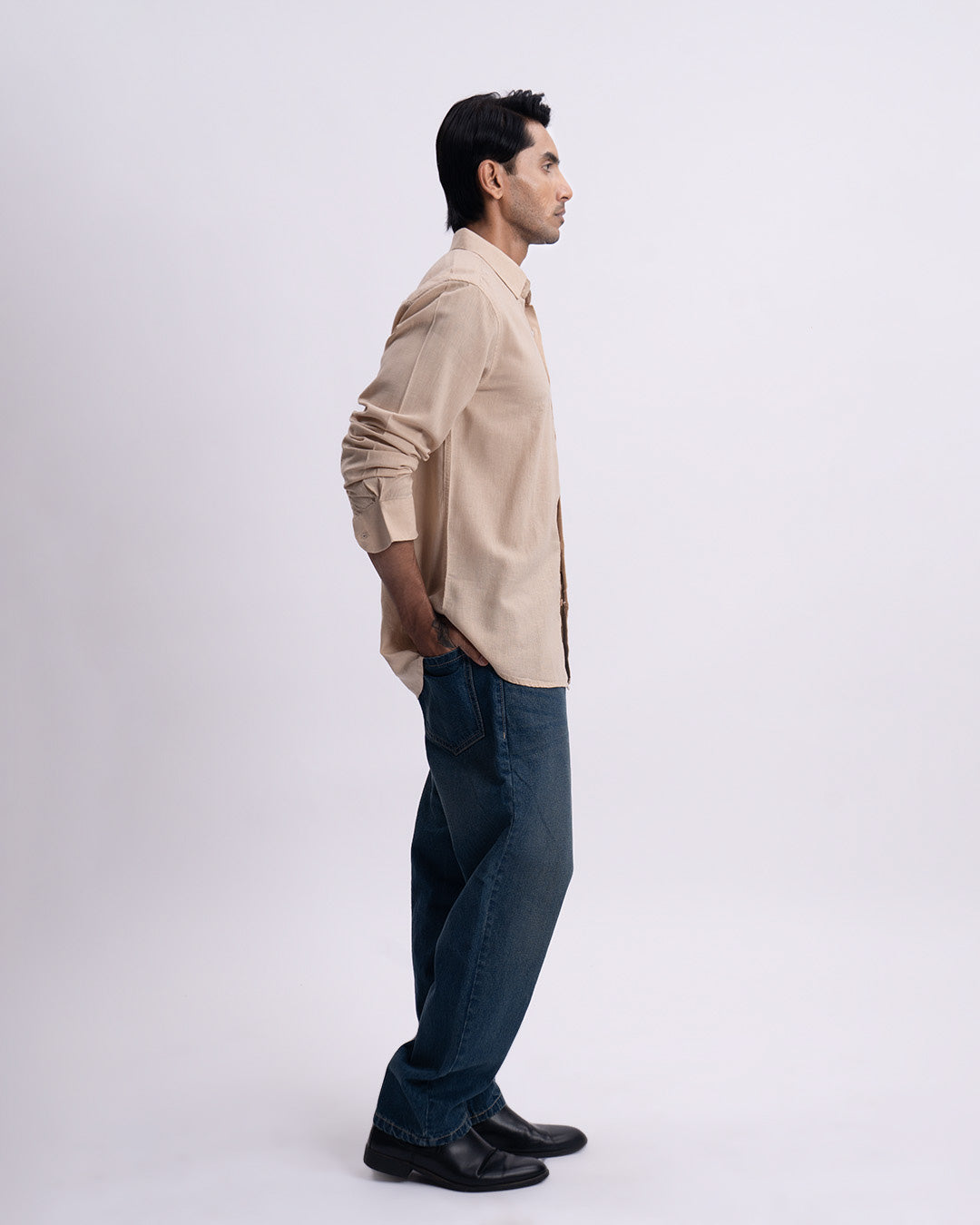Lyocell Linen Tailored Shirt In Beige