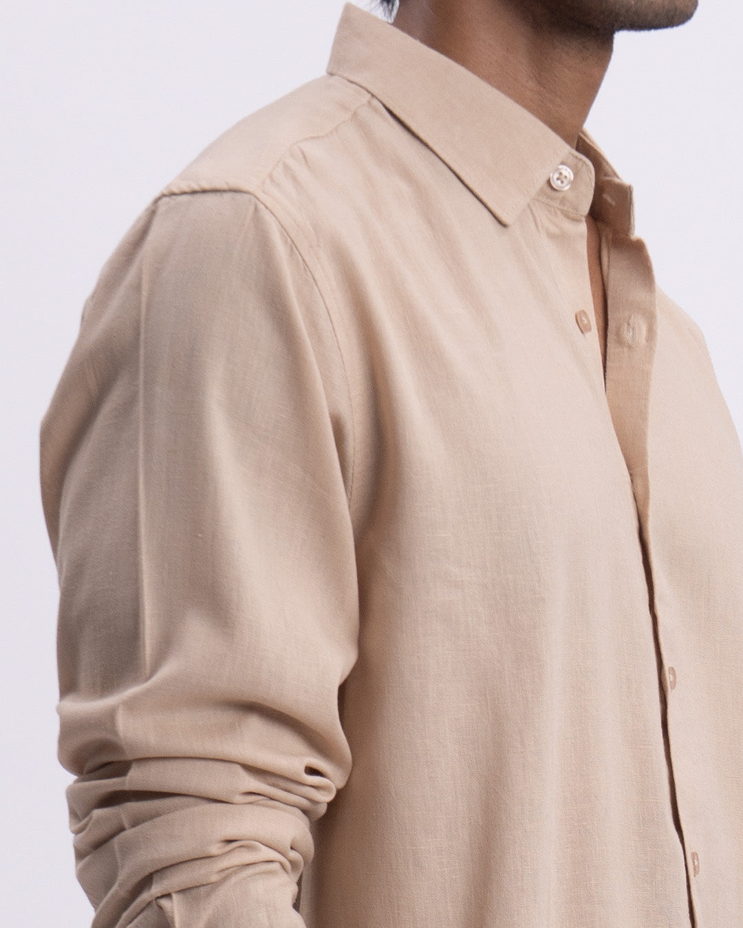 Lyocell Linen Tailored Shirt In Beige