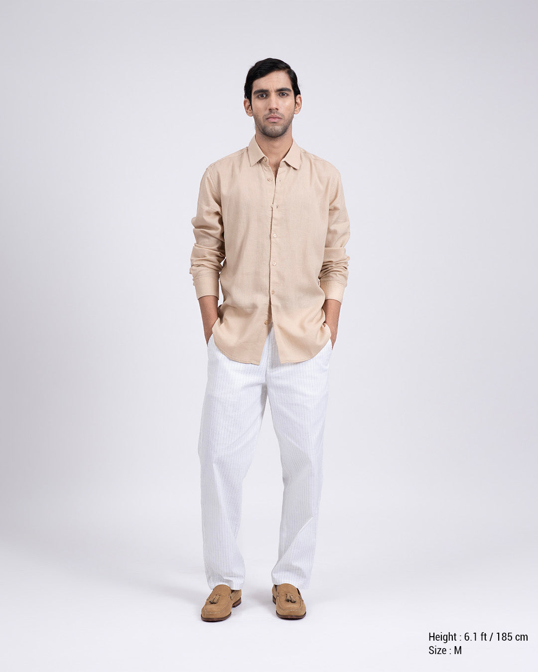 Premium Lyocell Linen Shirt In Beige