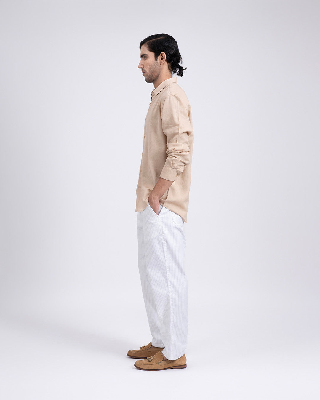 Premium Lyocell Linen Shirt In Beige