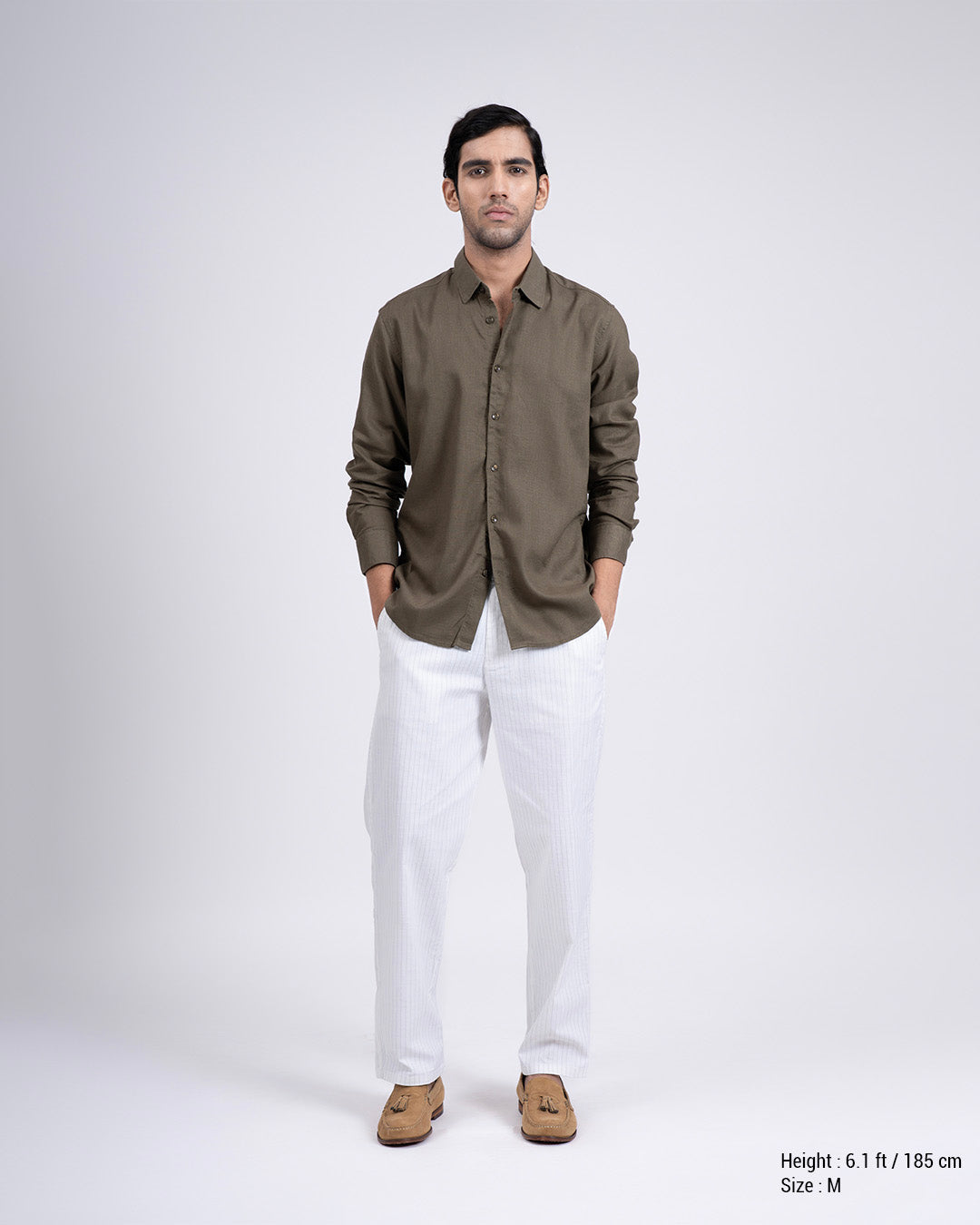 Premium Lyocell Linen Shirt In Olive