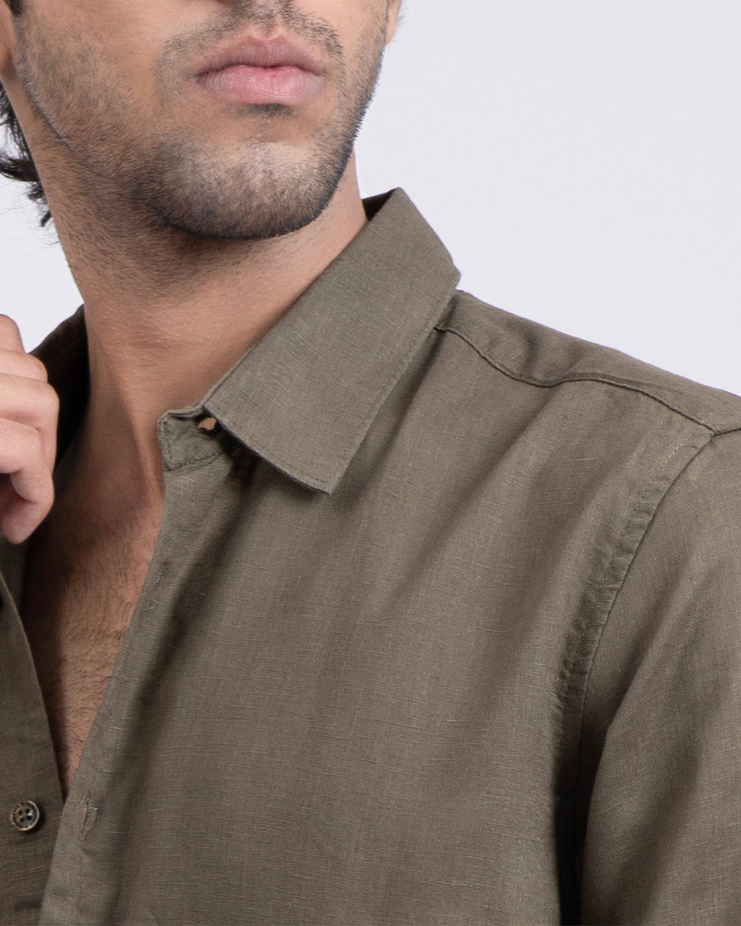 Premium Lyocell Linen Shirt In Olive
