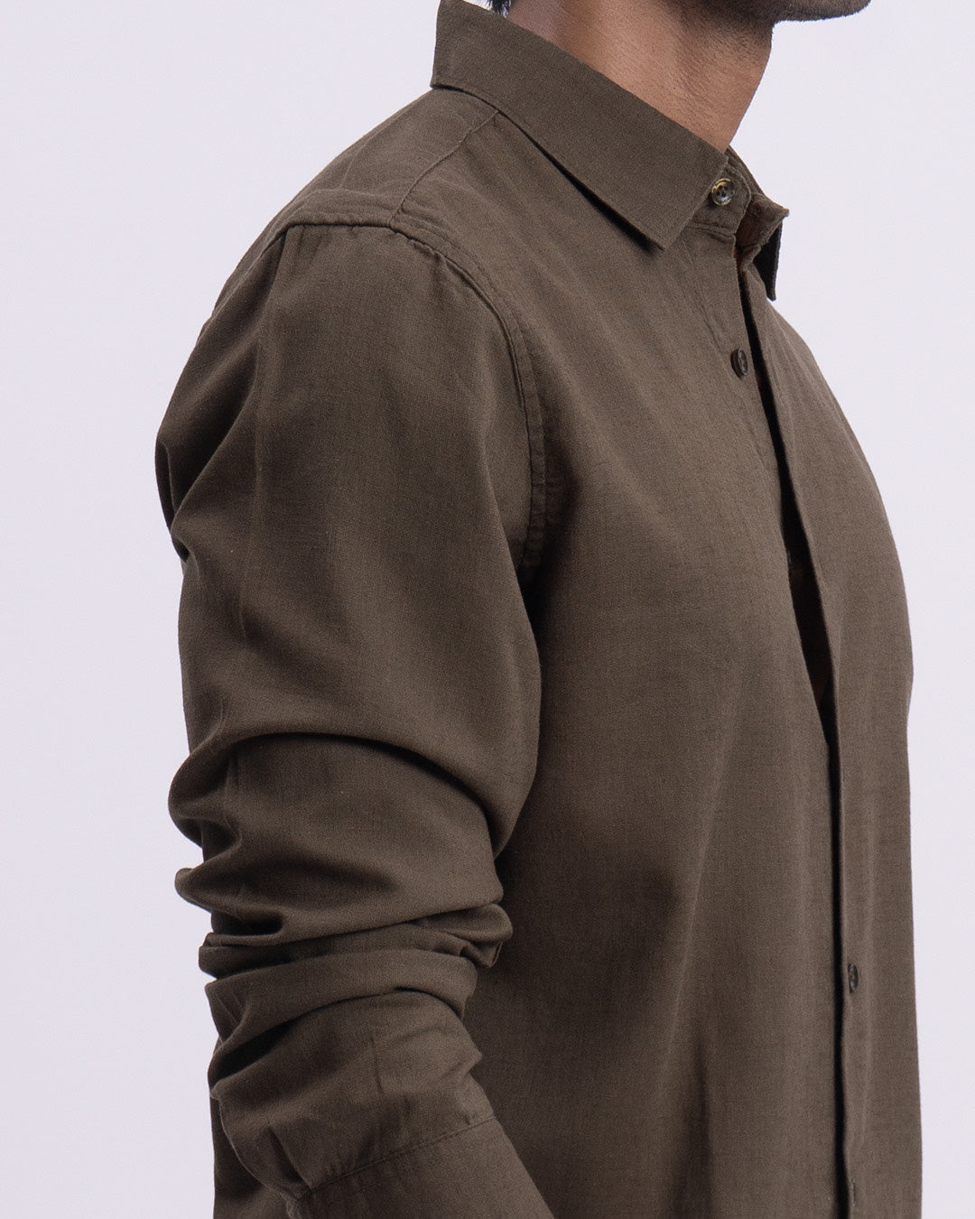 Lyocell Linen Tailored Shirt In Olive