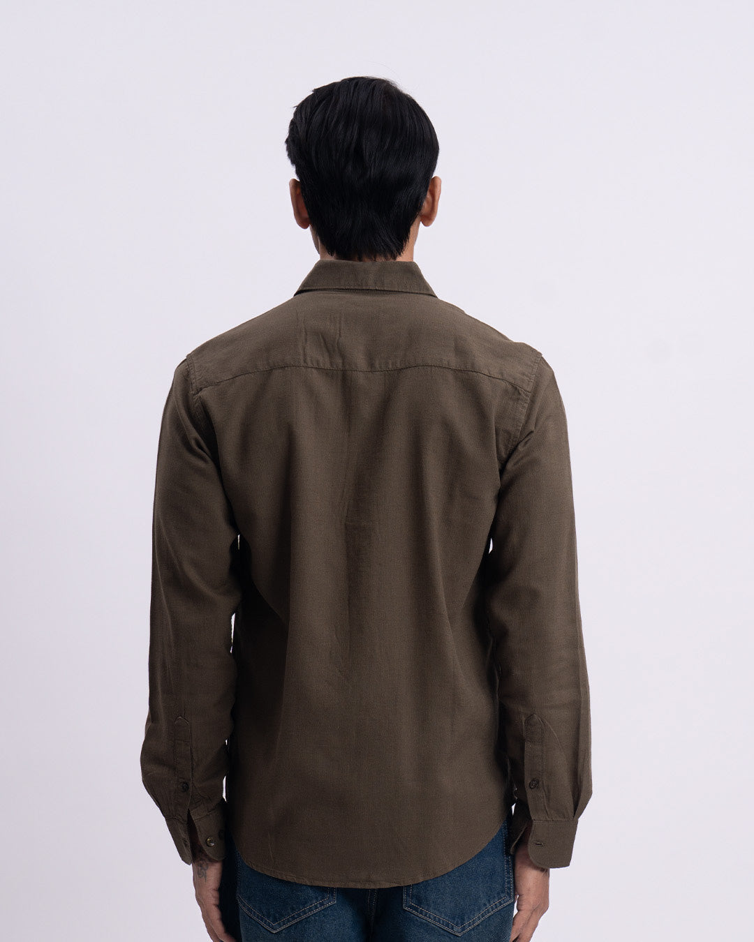 Lyocell Linen Tailored Shirt In Olive