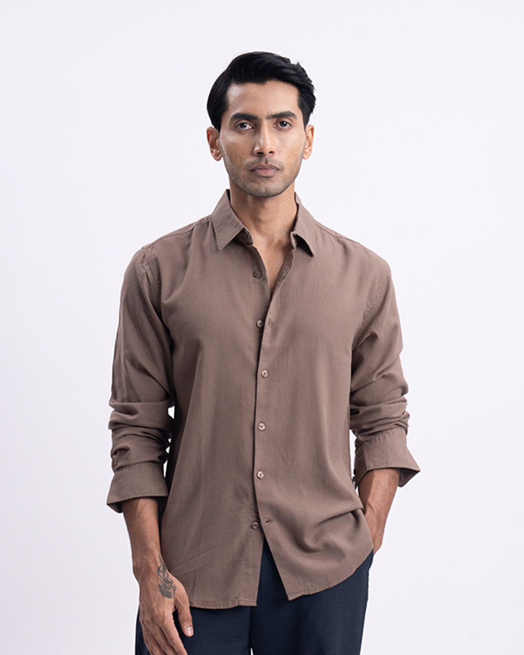 Lyocell Linen Tailored Shirt In Fur