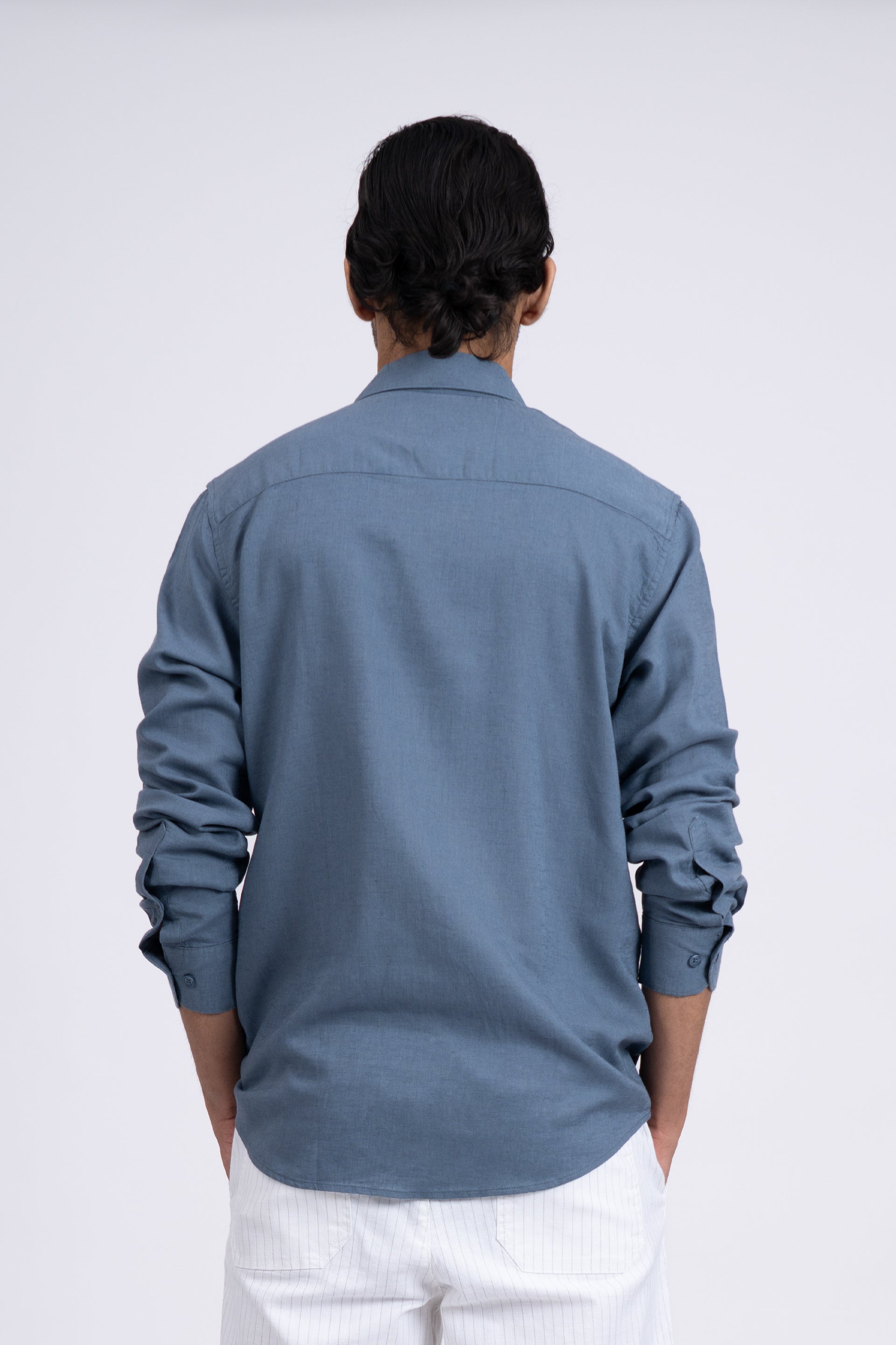 Premium Lyocell Linen Shirt In Ocean Blue
