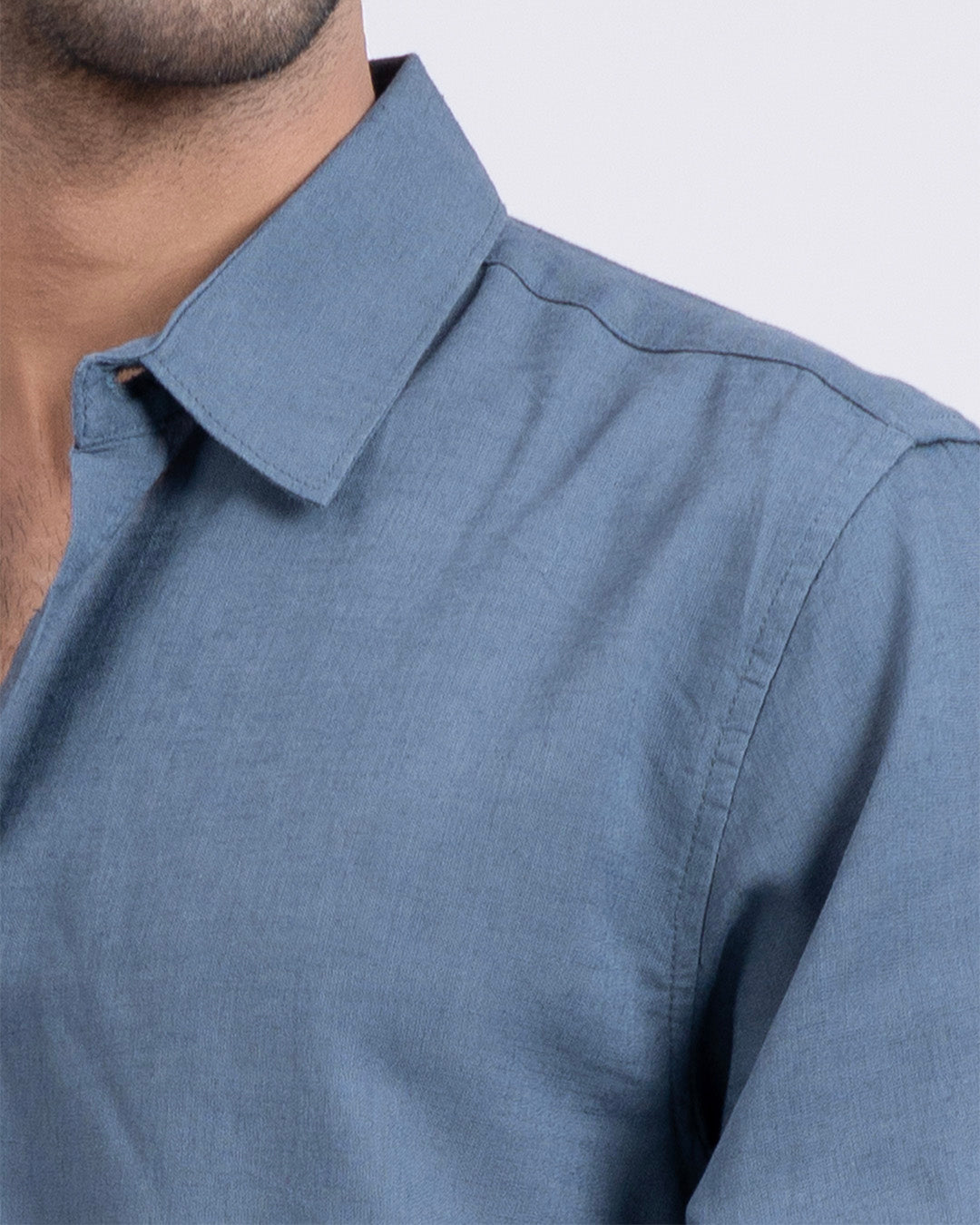 Premium Lyocell Linen Shirt In Ocean Blue