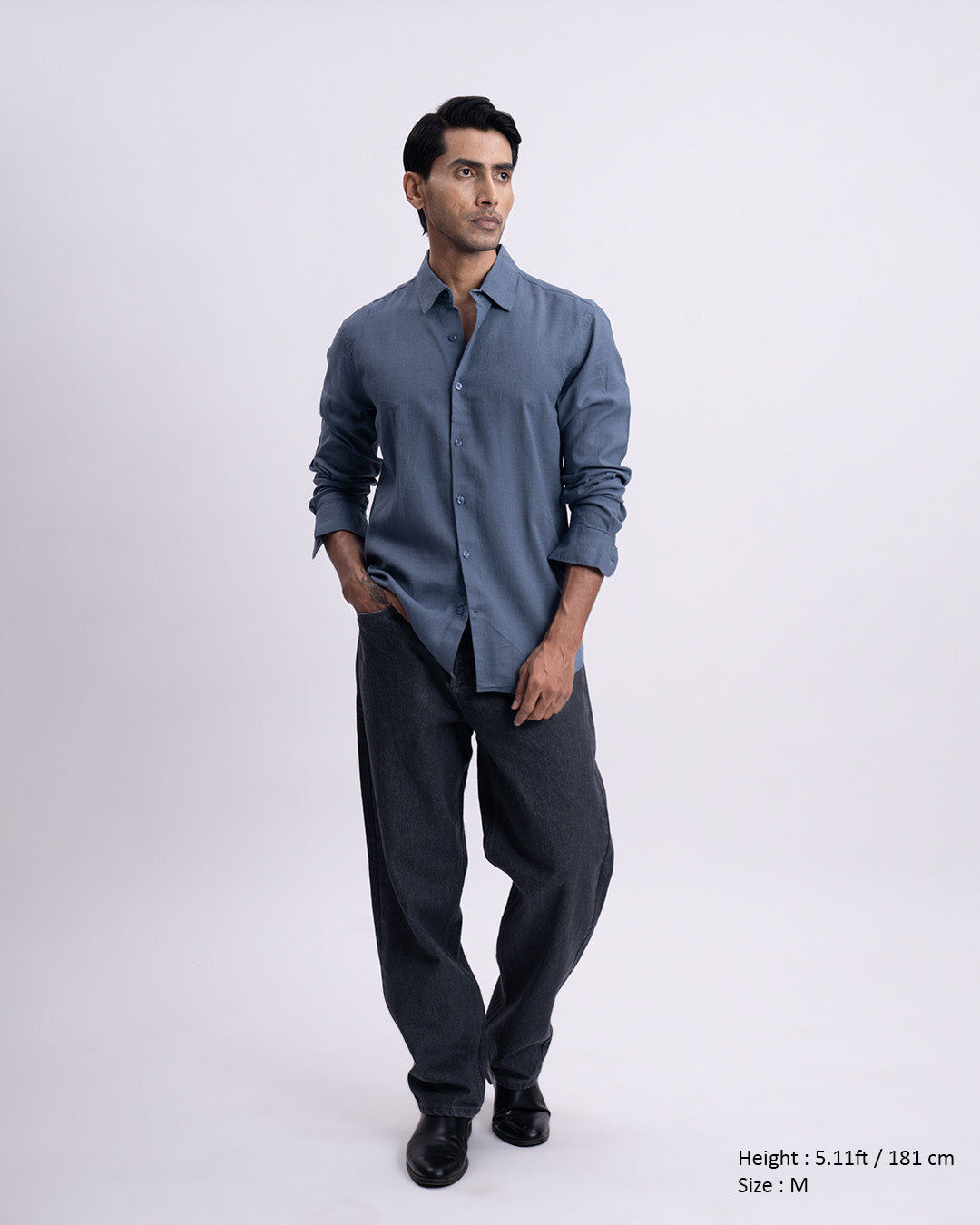 Lyocell Linen Tailored Shirt In Ocean Blue